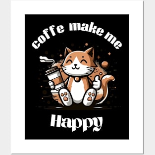 cat coffeecat love Posters and Art